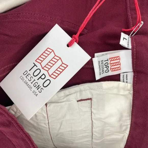 Topo Designs Womens Climb Pants Size L Organic Cotton Outdoor Hiking NWT Burgund - Picture 5 of 15